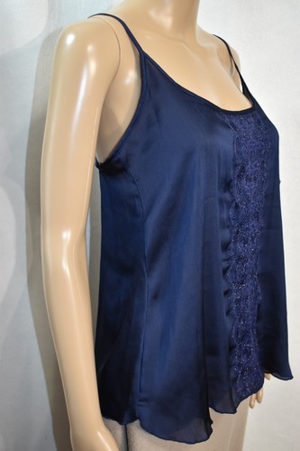 Underella By Ella Moss Cami Navy Beaded Size Medium - Picture 3 of 6