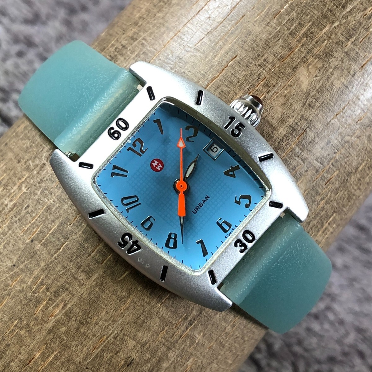 Michele Urban Mini Aluminum antique Dial Black Band Watch 72-196-A Swiss rare Michele Diamond Urban Mini Watch 29mm main image 2