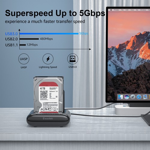 2x16TB Dual Bay External Hard Drive Docking Station USB 3.0 to SATA I/II/III - Picture 4 of 12