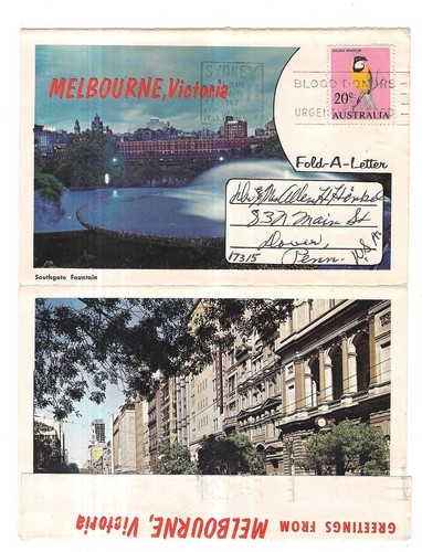 Cartolina pieghevole MELBOURNE Victoria Australia 6 Pic Myer Music Bowl Bourke 1967 - Foto 2 di 4