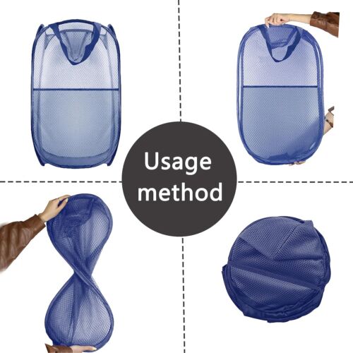 Collapsible Pop Up Laundry Hamper, Mesh Foldable Laundry Basket, Extra Large - 2 - Picture 3 of 11