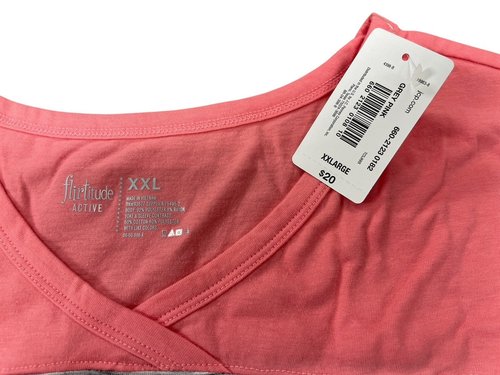 Camiseta corta de gran tamaño JC Penney Flirtitude Active XXL 2XL gris rosa b8 - Imagen 5 de 9