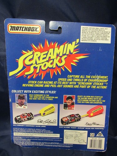 Matchbox SCREAMIN' STOCKS #28 Davey Allison 1992- Peel Out Racing Sounds NOS b20 - Picture 2 of 4