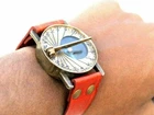Antique Nautical Brass Sundial Compass Vintage Wrist Watch Gifted Item