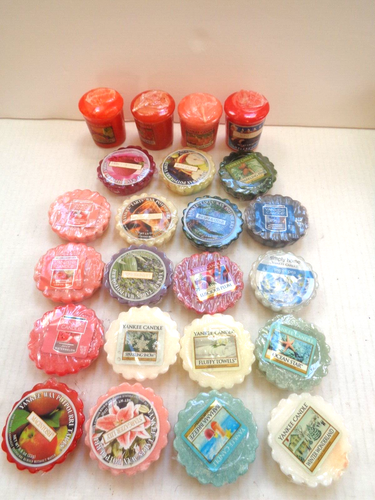 Lot Of 19 Mixed Yankee Candle Tart Wax Melts New AND 4 Small Candles