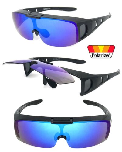 Flip Up Fit Over Sunglasses Polarized Lens Over PRESCRIPTION GLASSES Side Shield - Picture 11 of 32