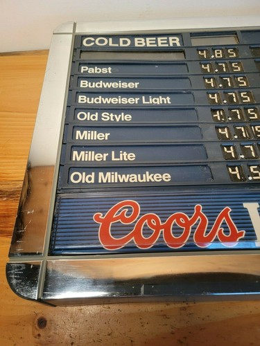 1991 COORS LIGHT Preistafel Schild 32" x 19" Bar Pub Display NICHT BELEUCHTET - Bild 5 von 12