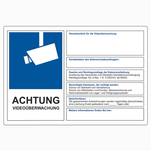 Aufkleber Achtung Videoüberwachung 15x10cm DSGVO BDSG Datenschutz Schild R068 - 第 1/7 張圖片