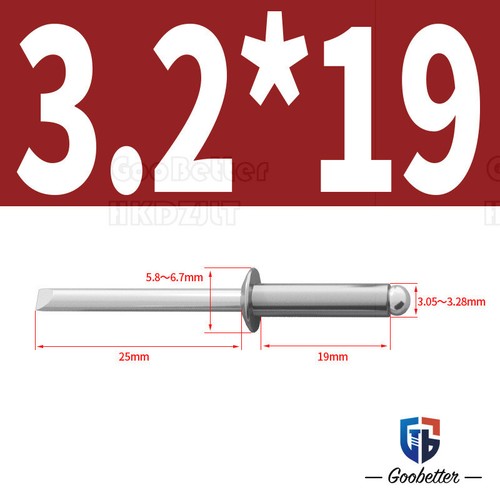 Pop Rivets Dome Head Open End Blind A2 Stainless / Carbon Steel 2.4 mm - 6.4 mm - Picture 16 of 49