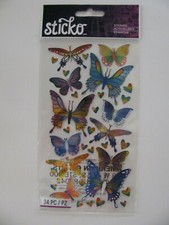 Sticko Stickers MYLAR BUTTERFLIES 34 Pieces NIP