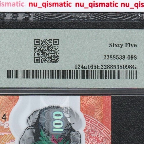 2023 Fiji 100 Cents, PMG 65 EPQ, Polymer Uncut Pair, Gem UNC, Pick# 124a1 - Picture 3 of 4