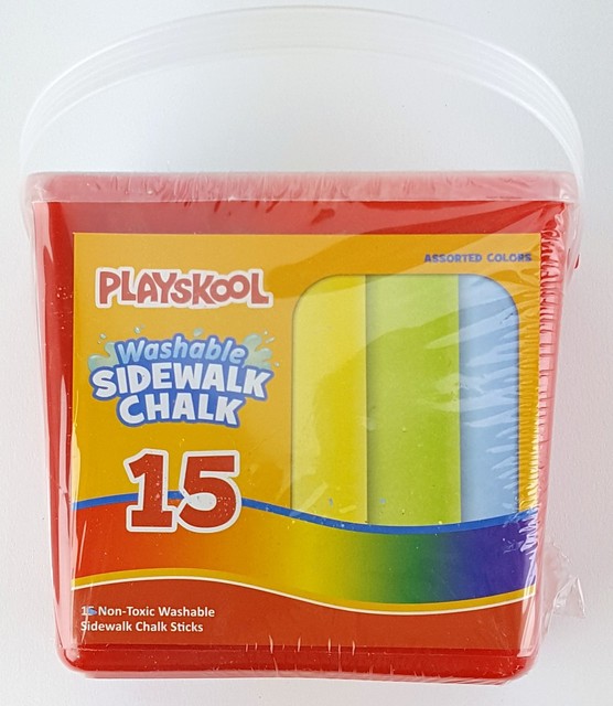 Playskool 15 pc WASHABLE SIDEWALK CHALK Assorted Colors Non-Toxic Plastic Tote for sale online