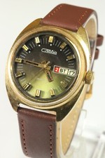 VINTAGE Soviet USSR Watch SLAVA 37mm AU10 Gold Plated 26 jewels wristwatch W172
