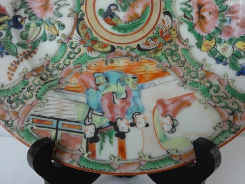 "Antiguo plato medallón rosa porcelana china 7 3/16" - Imagen 8 de 12