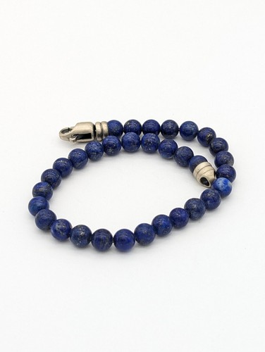 Men’s Lapis Lazuli Bead Bracelet Sterling Silver Handmade Spiritual Jewelry - Picture 4 of 6