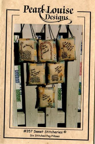 Sweet Stitcheries 6 Peg Pillows Stitchery Pattern Primitive Embroidery - Picture 2 of 3