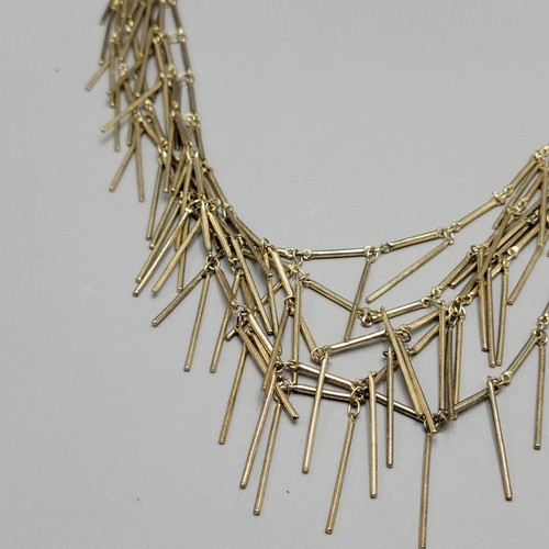 J Crew Silver Tone Multi Layer Spiky Statement Necklace Bib Collar Chic Runway - Picture 13 of 17