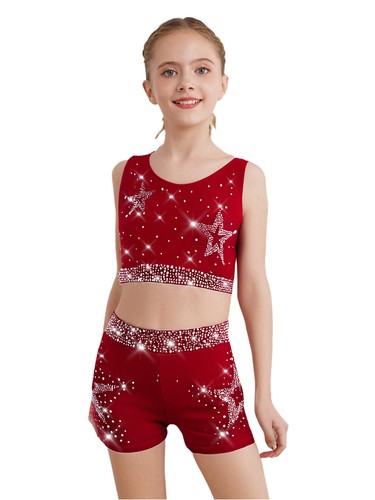 Kids Girls Outfit Tank Tops Set Modern Suit With Shorts Crisscross Back 3Pcs - Picture 14 of 31
