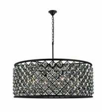 Foyer Dining Room Large Silver Gray Crystal Chandelier Matte Black Light Fixture