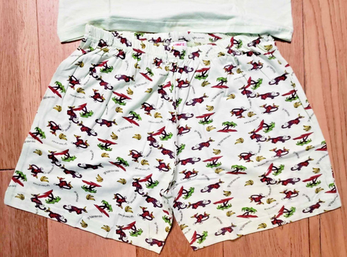 Ladies 2 piece Pajamas Green Monkey Shorts and Top Set Large New Tags Free Ship - Picture 3 of 5