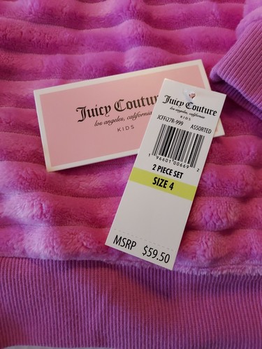 Juicy Couture Girls Pink Long Sleeve Crew Neck Fur Pullover Sweatshirt Size 4 - Picture 2 of 8