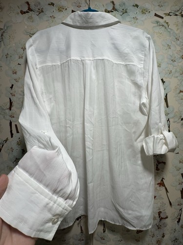 NWT Chico’s 2 L Silky Chic Optic White Lightweight Button Up Shirt With Pockets - Picture 10 of 10