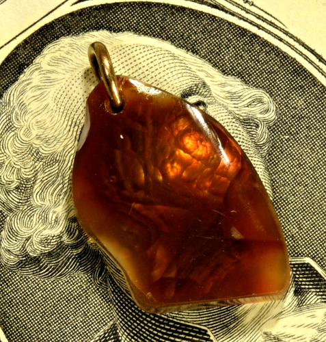 Fire Agate Pendant 14k Gold Loop 10.25 Carat - Picture 4 of 11