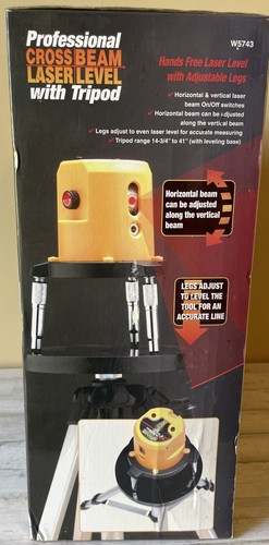 Performance Tool Cross Beam Laser Level With Tripod & Glasses W5743 New In Box - Picture 4 of 4