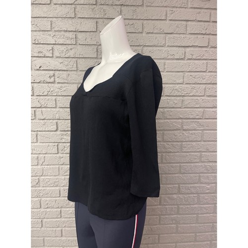 JAC Black Ribbed Knit Twist Neckline Sweater Size XL - Picture 4 of 8