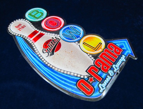 BOWL-O-RAMA -*US MADE*- Die-Cut Embossed Metal Sign -Man Cave Bar Pub Wall Décor - Picture 6 of 8