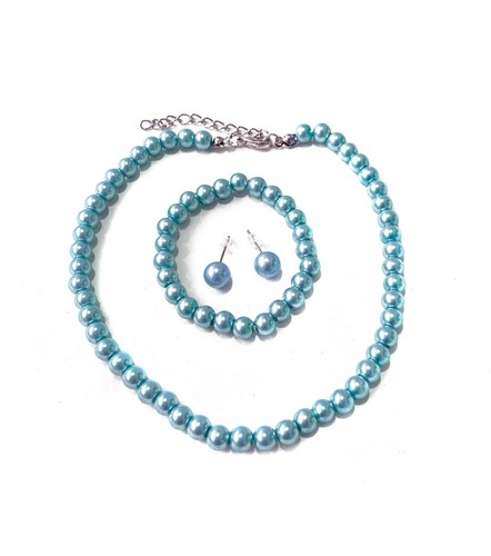 Children's Girls Kids Faux Pearl Necklace Bracelet Earrings Jewelry Party Set UK - Picture 11 of 11