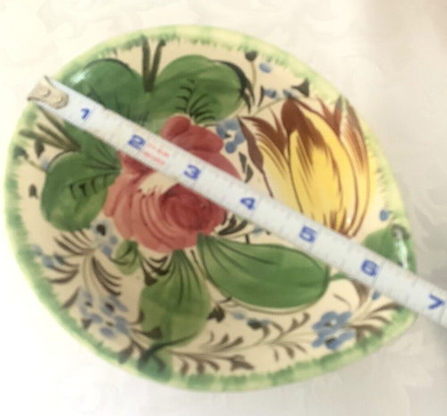 Vintage Bowl w 3 Legs Vintage Made in Italy Floral Unique Hand Painted - Picture 5 of 6
