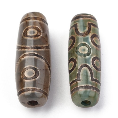 10Pcs Tibetan Style dZi Natural Agate Beads Dyed Heated Oval 28.5~32x10~12.5mm - Picture 91 of 124