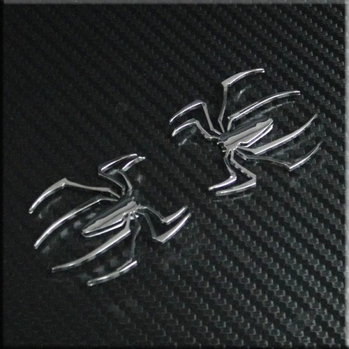 Car Badge Spider(small) 1.5'' Chrome Motorcycle Bike Side Emblem Sticker 2pcs
