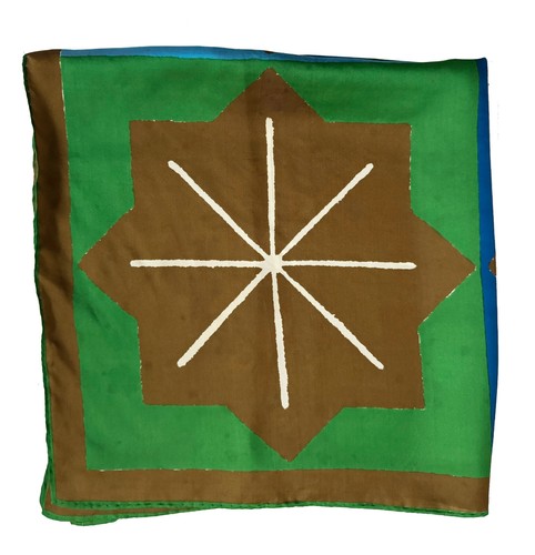 VERA NEUMANN Vintage Silk Blend Scarf Matisse Morocco Tile Motif  26" Square - Picture 8 of 9