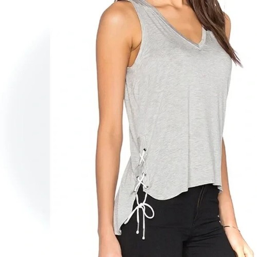 FEEL THE PIECE | XS / S | Crosser Tank Heather Grey Grommet Rivet Lace MSRP$108 - Picture 13 of 16