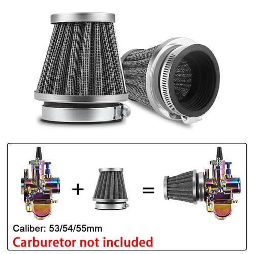 4X Carburador Filtro de Aire Limpiador de Entrada Pod 54/53/55mm Motocicleta Suciedad Bicicleta ATV - Imagen 7 de 8