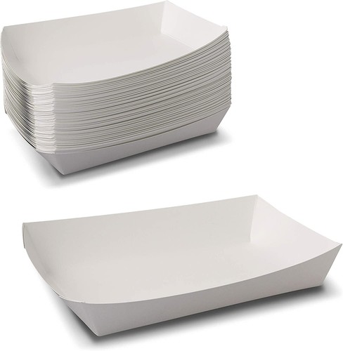 MT Products Paper Nacho Trays/Shallow White Paper Food Trays - Pack of 500 - Picture 6 of 7