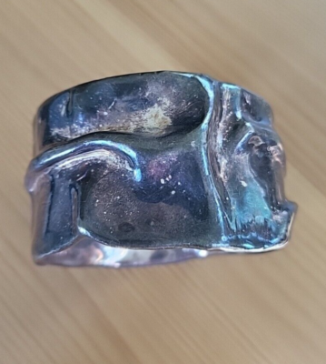 VINTAGE BAT-AMI 925 STERLING SILVER CRINKLE FOLDED BANGLE VINTAGE BAT-AMI 925 STERLING SILVER CRINKLE FOLDED BANGLE