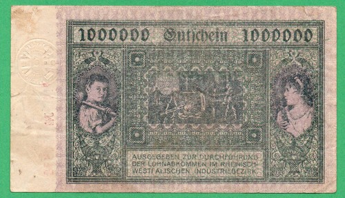 Banconote Germania Hamborn 1.000.000 marchi moneta cartacea 1923 in circolazione 036571 - Foto 2 di 2