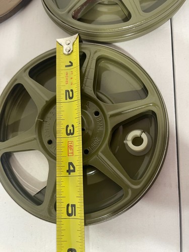 Lote de 2 soportes de película de carrete y lata de madera Harwood de 8 mm de colección estuche de metal de grano de madera - Imagen 6 de 8