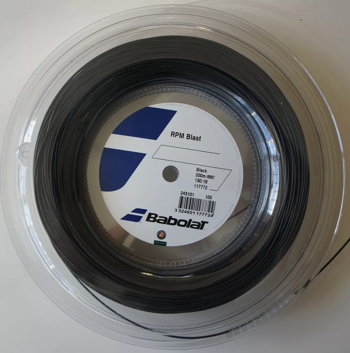 New BabolaT RPM BLAST 130/16 200M Reel Tennis String, Black