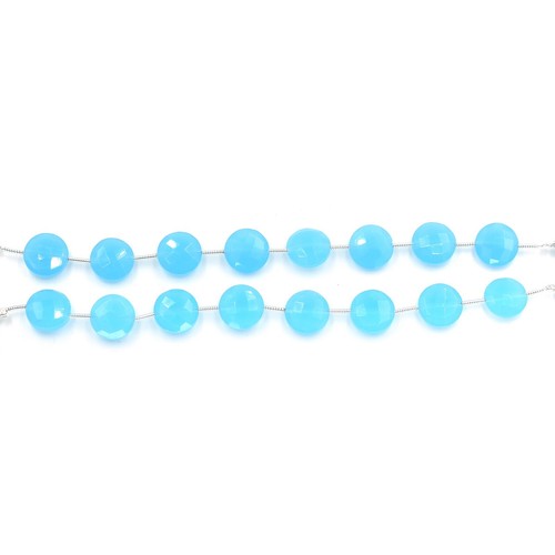 Blue Chalcedony Gemstone 10 mm Faceted Brilliant Cut Briolette Beads Hydro Lots - Picture 7 of 10
