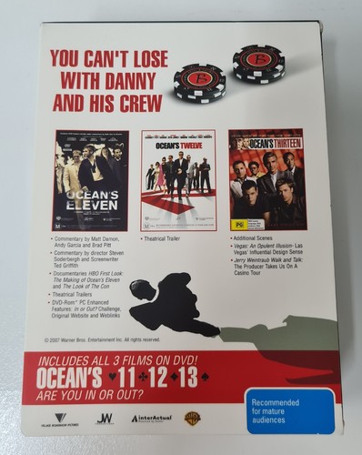 Oceans 11 12 13 Poker Set In Box With DVD Set Of 3 Region 4 Gaming Chips Cards - Picture 12 of 15