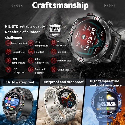 Smart Watch Men Fitness Tracker IP68 Waterproof Bluetooth Call Smartwatch New - Picture 2 of 33