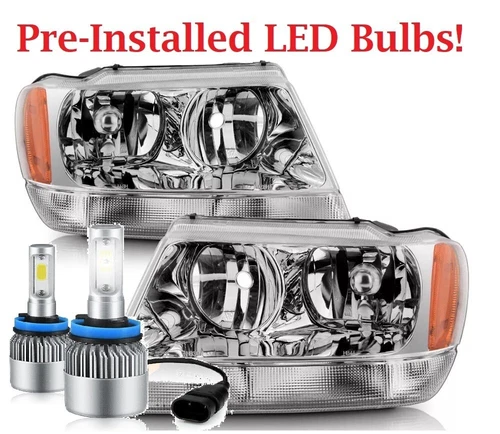 FLEETWOOD DISCOVERY 2007 2008 2009 2010 CHROME LED HEADLIGHTS HEAD LIGHTS LAMPS