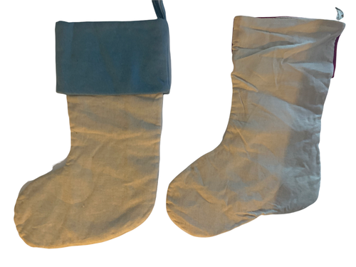 17" Set of 2 Linen Christmas Stockings - Picture 4 of 4