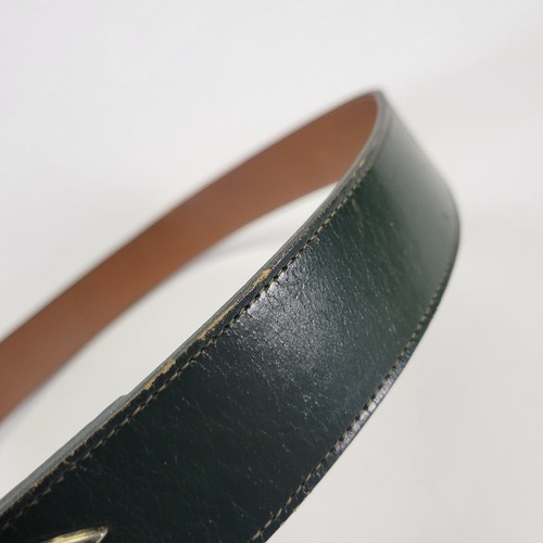Vintage Waist Belt 34 Top Grain Leather Army Green 1980s - Picture 8 of 11