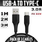 USB A to Type C Fast Charger Cable 60W 3A For iPhone 15 16 & Samsung USB C Cable