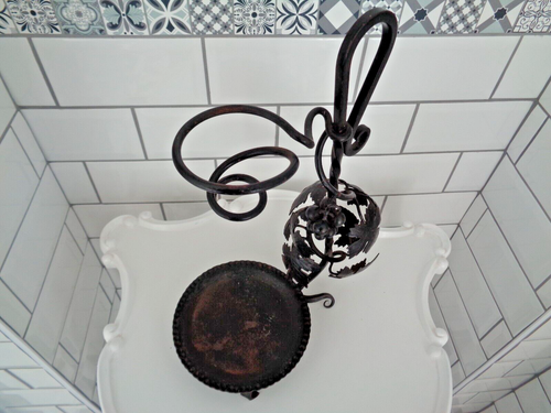 Vintage Glass Wine Dispenser in Iron/Metal Vine Design Holder 2.1kg 20ins Tall - Picture 9 of 22